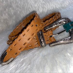 Stitched vegan leather belt